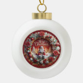Weihnachtskranz und Weihnachtsdekore Keramik Kugel-Ornament (Vorderseite)