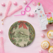 Weihnachtskranz und Winterhütte Pappteller (Party)