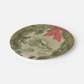 Weihnachtskranz und Winterhütte Pappteller (Schrägansicht)