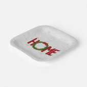 Weihnachtskranz und Zuhause-Text auf Birne Pappteller (Gewinkelt)