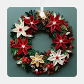 Weihnachtskranz-Urlaubsornament Ornament Aus Metall (Vorderseite)