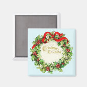 Weihnachtskranz Vintage Magnet (Vorderseite/Rückseite)