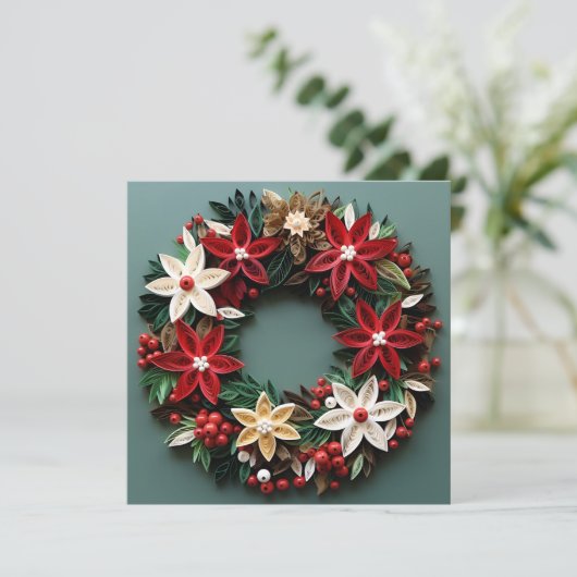 Weihnachtskranz Weihnachtsfeiertag Grußkarte Feiertagskarte (Stehend Vorderseite)