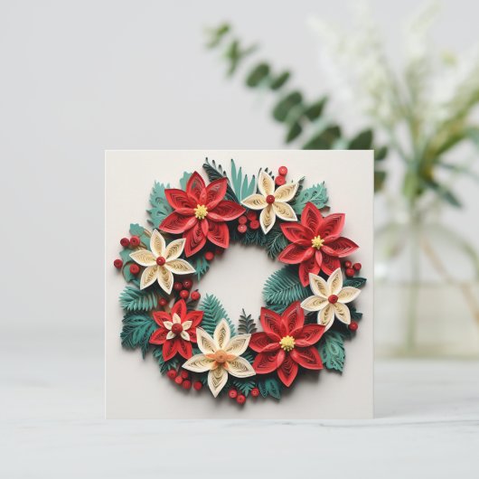 Weihnachtskranz Weihnachtsfeiertag Grußkarte Feiertagskarte (Stehend Vorderseite)