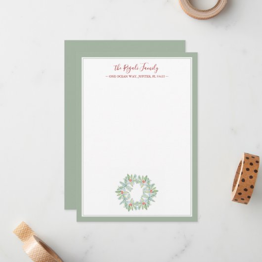 Weihnachtskranz Weihnachtsgeschenk Mitteilungskarte (Vorderseite/Rückseite Beispiel)