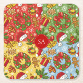 Weihnachtskranz, Weihnachtsschmuck, Hut des Weihna Rechteckiger Pappuntersetzer (Vorderseite)