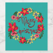 Weihnachtskranz, Weingeschenk, Weinflaschen-Etiket Weinetikett (Einzelnes Label)