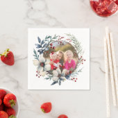 Weihnachtskranz, weiße Blume, Foto mit roten Beere Serviette (Beispiel)