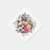 Weihnachtskranz, weiße Blume, Foto mit roten Beere Serviette (Ecke)