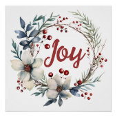 Weihnachtskranz, weiße Blume und Beeren genießen Poster (Vorderseite)