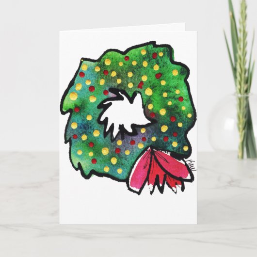 Weihnachtskranz Whimsy Grußkarte Feiertagskarte (Vorderseite)