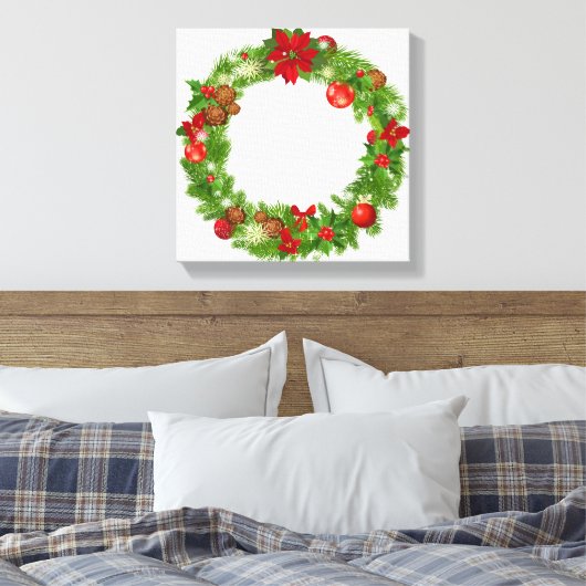 Weihnachtskranz-Wrapped Canvas Leinwanddruck (Insitu (Schlafzimmer))