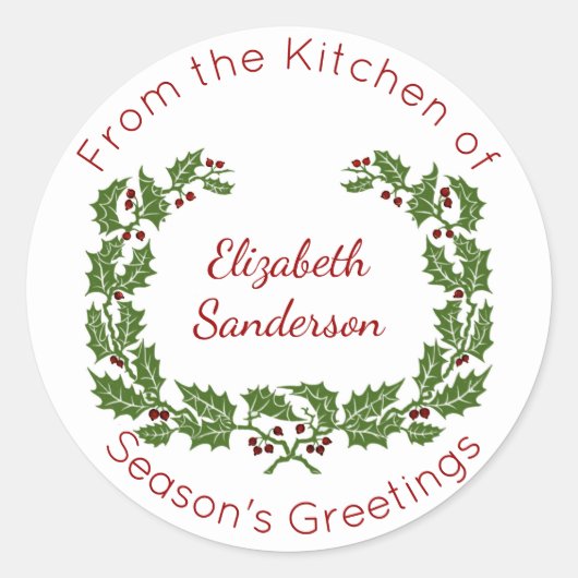 Weihnachtskranz-Zuhause Backen Runder Aufkleber (Vorderseite)