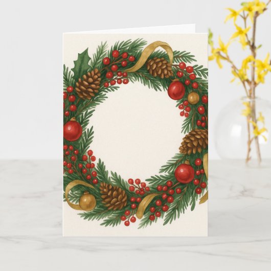 Weihnachtskränzchen Karte (Gelbe Blume)