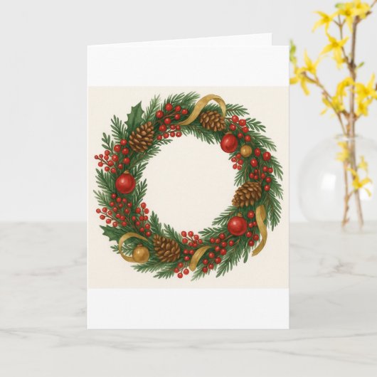 Weihnachtskränzchen Karte (Gelbe Blume)