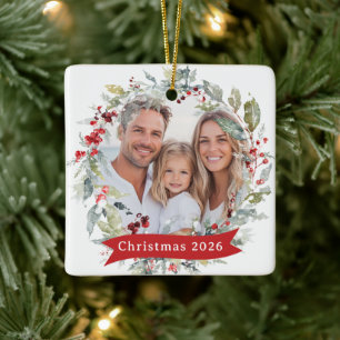 Weihnachtskränze Familienfoto Jahr Keramikornament