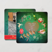 Weihnachtskränze + Foto Flache Feiertagskarte (Vorne/Hinten)