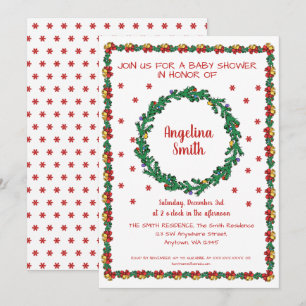 Weihnachtskränze & Garland Babydusche Einladung