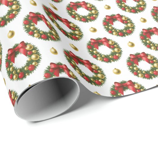 Weihnachtskränze Geschenkpapier (Rolleneckpunkt)