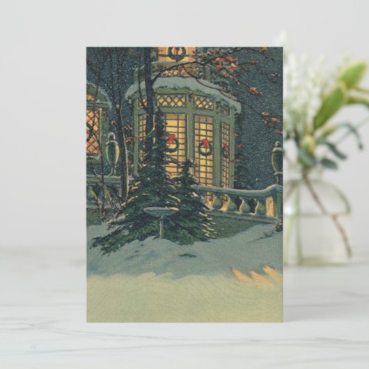 Weihnachtskränze in Windows Einladung (Stehend Vorderseite)