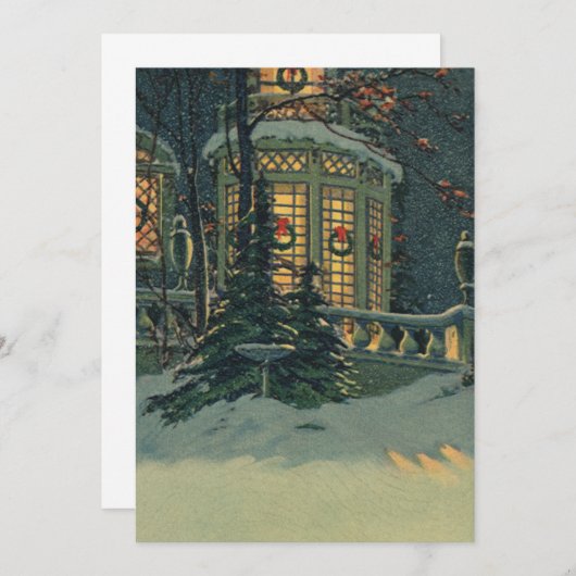 Weihnachtskränze in Windows Einladung (Vorne/Hinten)