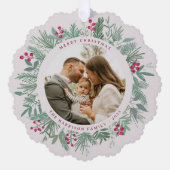 Weihnachtskränze mit Foto  Ornament Karte (Vorderseite)