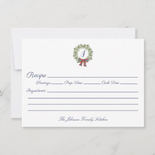 Weihnachtskränze-Monogramm Familienrezept Mitteilungskarte