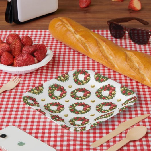 Weihnachtskränze Pappteller (Picknick)