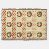 Weihnachtskränze Strickmuster Decke (Vorderseite)