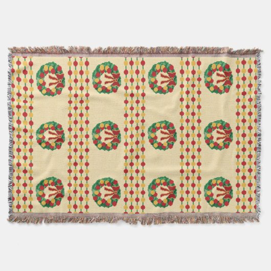 Weihnachtskränze Strickmuster Decke (Vorderseite)