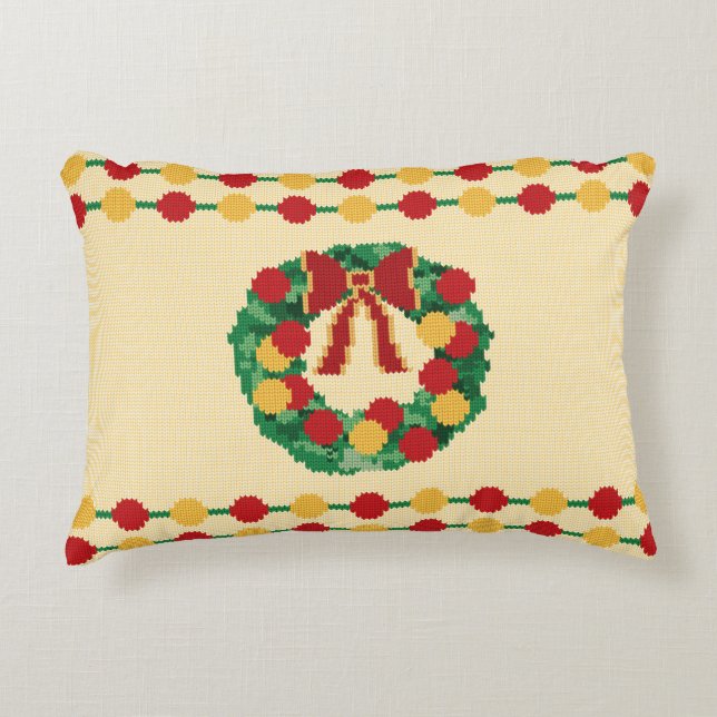Weihnachtskränze Strickmuster Dekokissen (Vorderseite)
