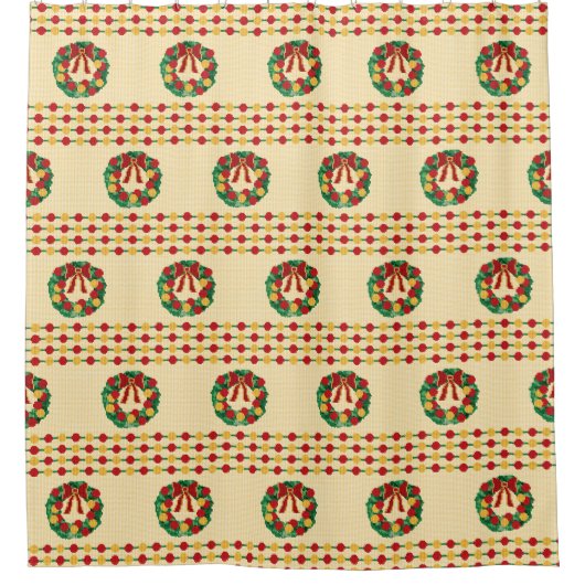 Weihnachtskränze Strickmuster Duschvorhang (Vorderseite)