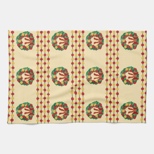 Weihnachtskränze Strickmuster Geschirrtuch (Horizontal)