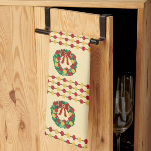 Weihnachtskränze Strickmuster Geschirrtuch