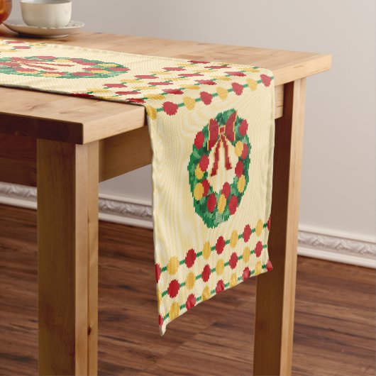 Weihnachtskränze Strickmuster Kurzer Tischläufer (Beispiel)