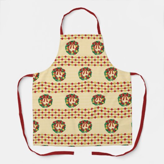 Weihnachtskränze Strickmuster Schürze (Vorderseite)