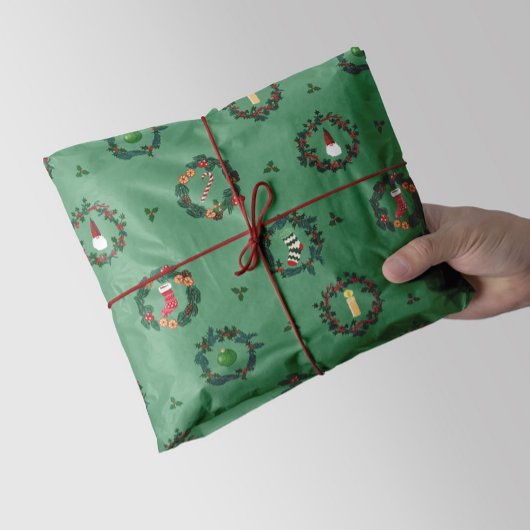 Weihnachtskränze und -streifen geschenkpapier set
