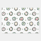 Weihnachtskränze und -streifen geschenkpapier set (Vorderseite)
