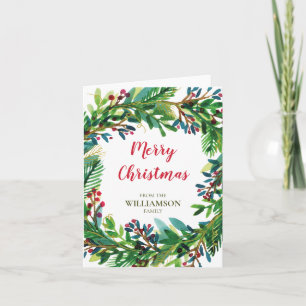 Weihnachtskränze Wasserfarbe Feiertags Familiennam