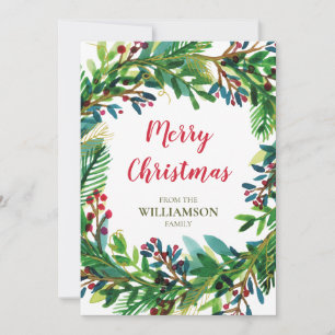 Weihnachtskränze Wasserfarbe Urlaub Familienname Feiertagskarte