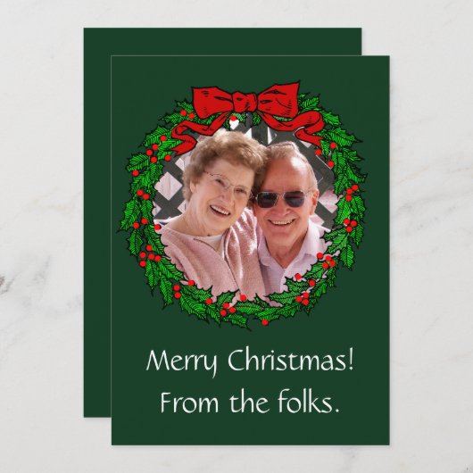 Weihnachtskranzrahmen und Ihr Foto Karte (Vorne/Hinten)