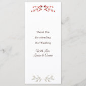 Weihnachtskraut Pine Berry Snowflake Hochzeitsmenü Menükarte (Rückseite)