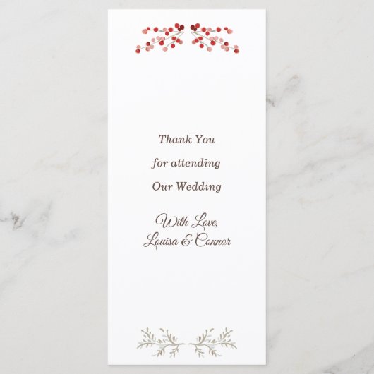 Weihnachtskraut Pine Berry Snowflake Hochzeitsmenü Menükarte (Rückseite)