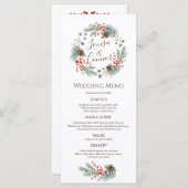 Weihnachtskraut Pine Berry Snowflake Hochzeitsmenü Menükarte (Vorne/Hinten)