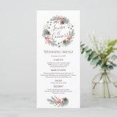 Weihnachtskraut Pine Berry Snowflake Hochzeitsmenü Menükarte (Stehend Vorderseite)