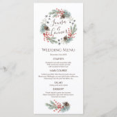 Weihnachtskraut Pine Berry Snowflake Hochzeitsmenü Menükarte (Vorderseite)