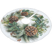 Weihnachtskraut Pine Cones Grüne Polyester Weihnachtsbaumdecke (Schrägansicht)