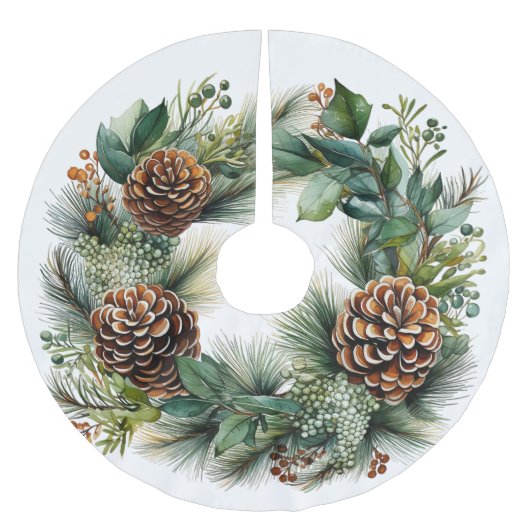 Weihnachtskraut Pine Cones Grüne Polyester Weihnachtsbaumdecke (Vorderseite)