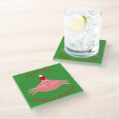 Weihnachtskrebs Custom Glass Untersetzer (Schrägansicht)