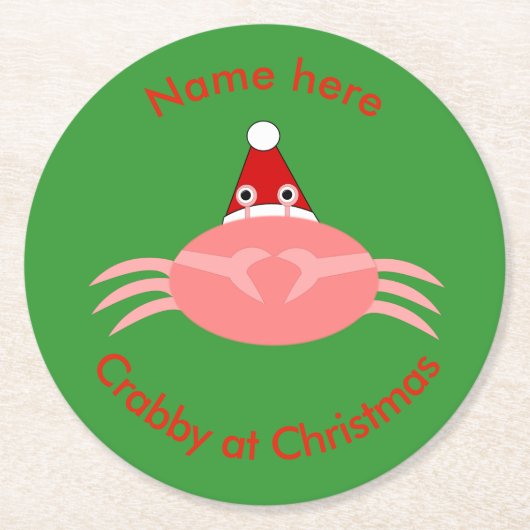 Weihnachtskrebs Custom Paper Untersetzer (Vorderseite)